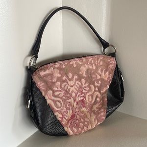 Berge Leather Western Pink Animal Hair Shoulder Bag.